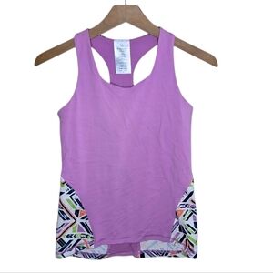 Ivivva | Girls Pink Racerback Tank Top with Colorful Geometric Design Size 14